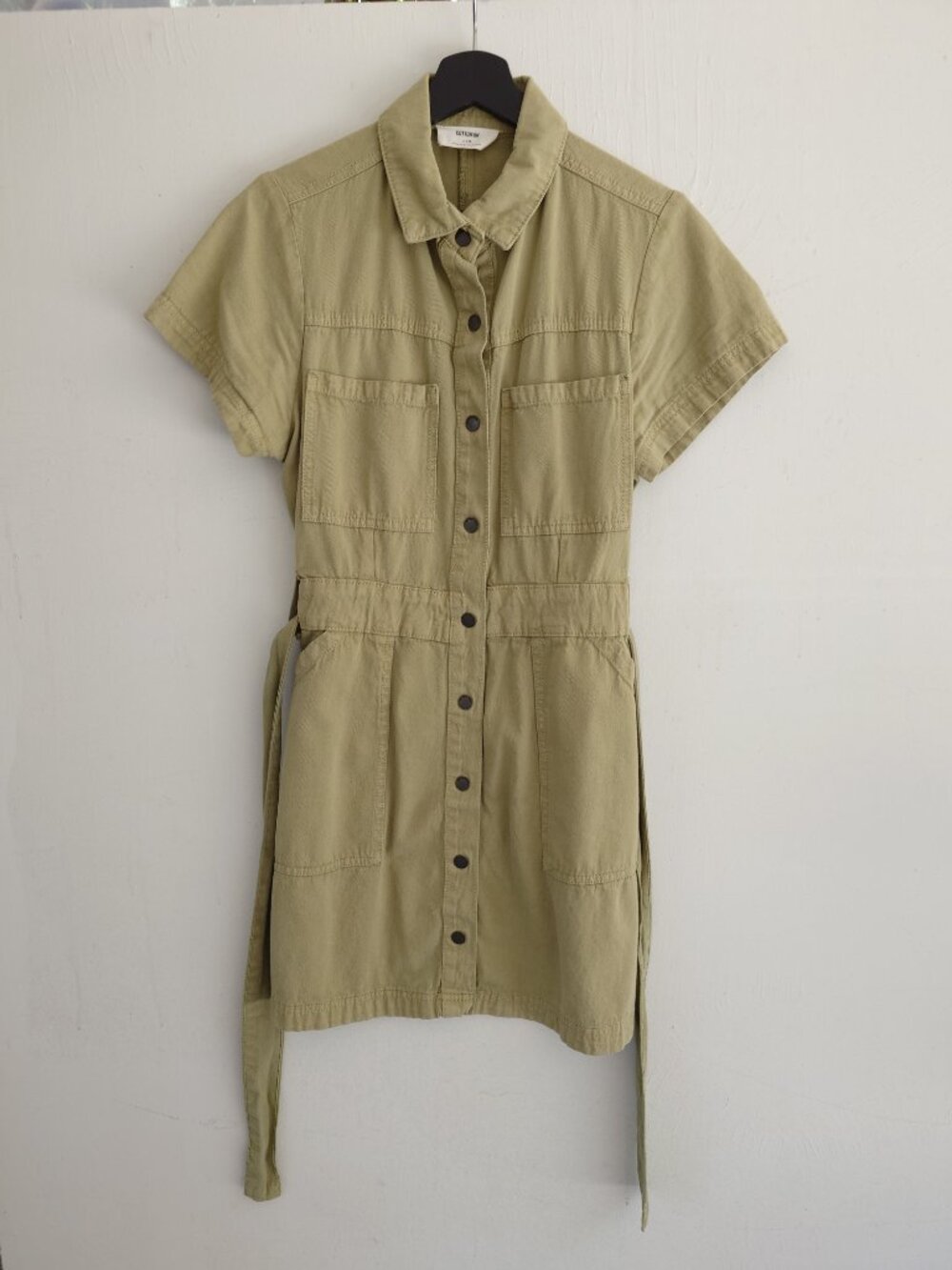 Cotton:On Green Khaki Snap Front Dress
